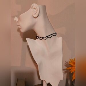 Black Heart Choker Necklaces (2) NEW